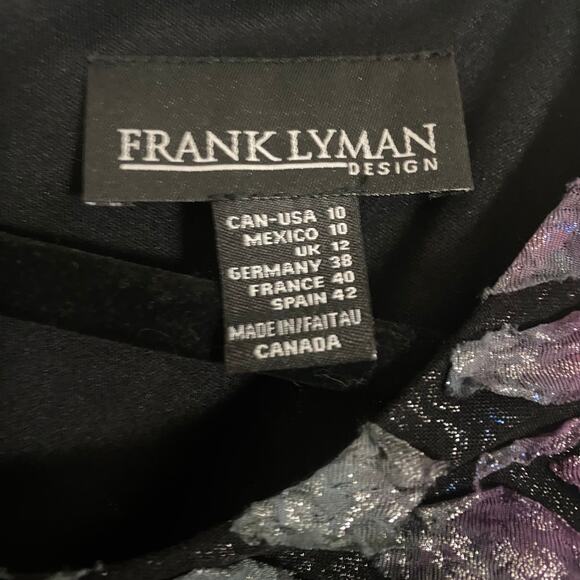 Frank Lyman Sleeveless Multicolor Cocktail Dress Size 10 Black Purple Textured - Picture 2 of 8